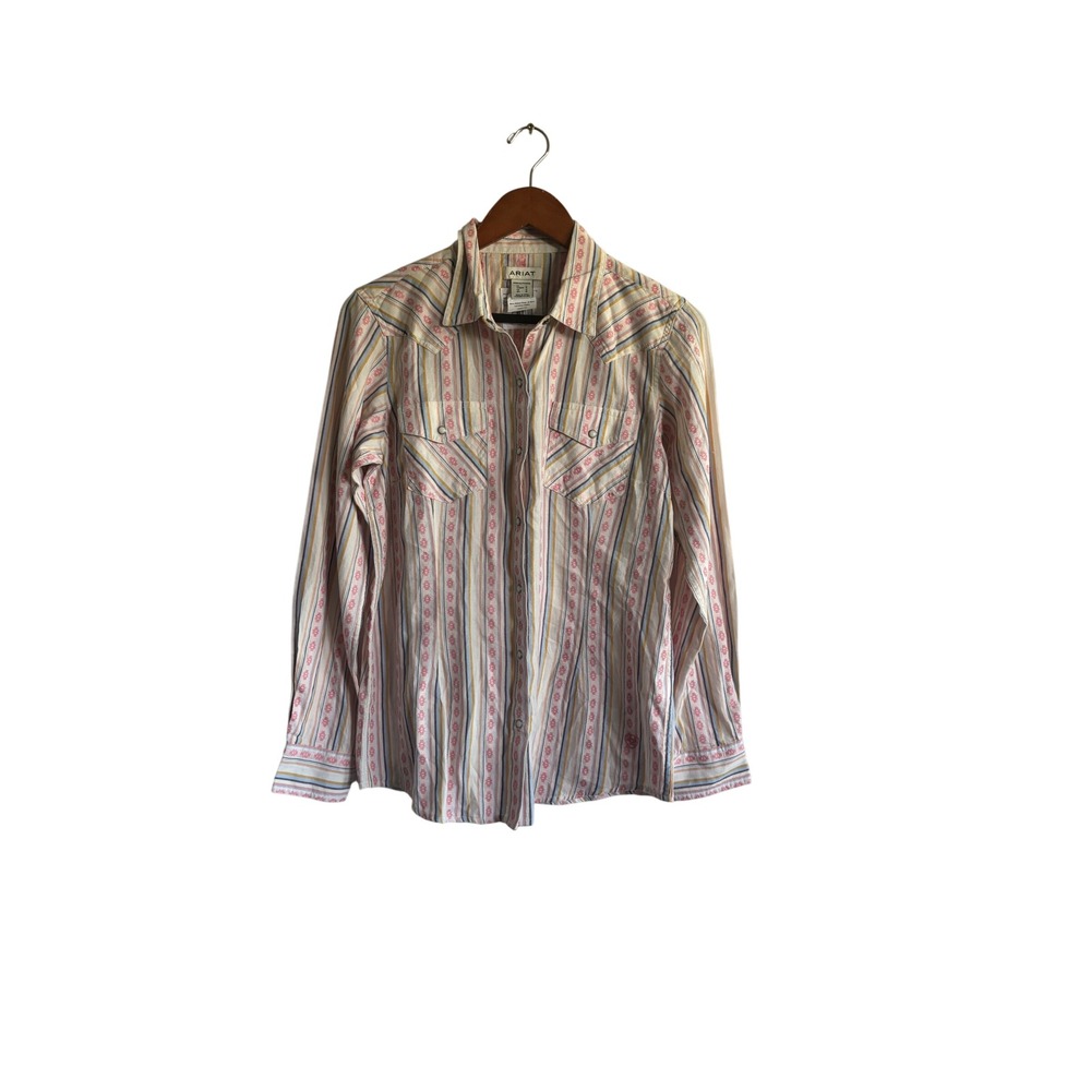 Ariat Womens Alyssa Snap LS Shirt Carnation‎ Dobby Striped Western M